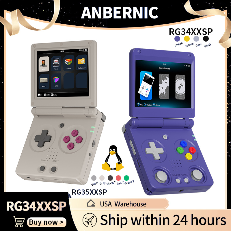 Retro Gaming Hub - Anbernic RG34XXSP RG35XXSP フリップ式携帯ゲーム機 IPSスクリーン Linux