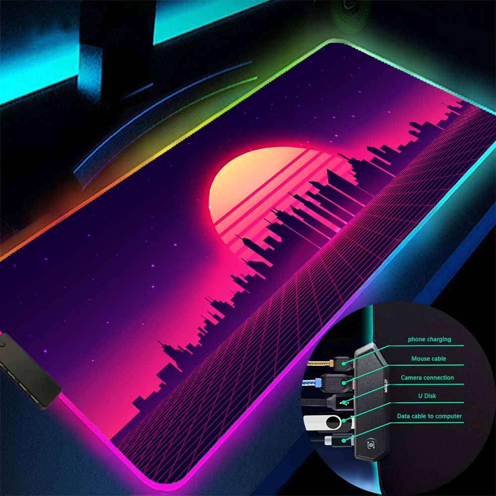 Retro Gaming Hub - レトロゲーミングマウスパッド LED ライト高品質オフィスカーペットデスクマットゴムマット L Rgb USB