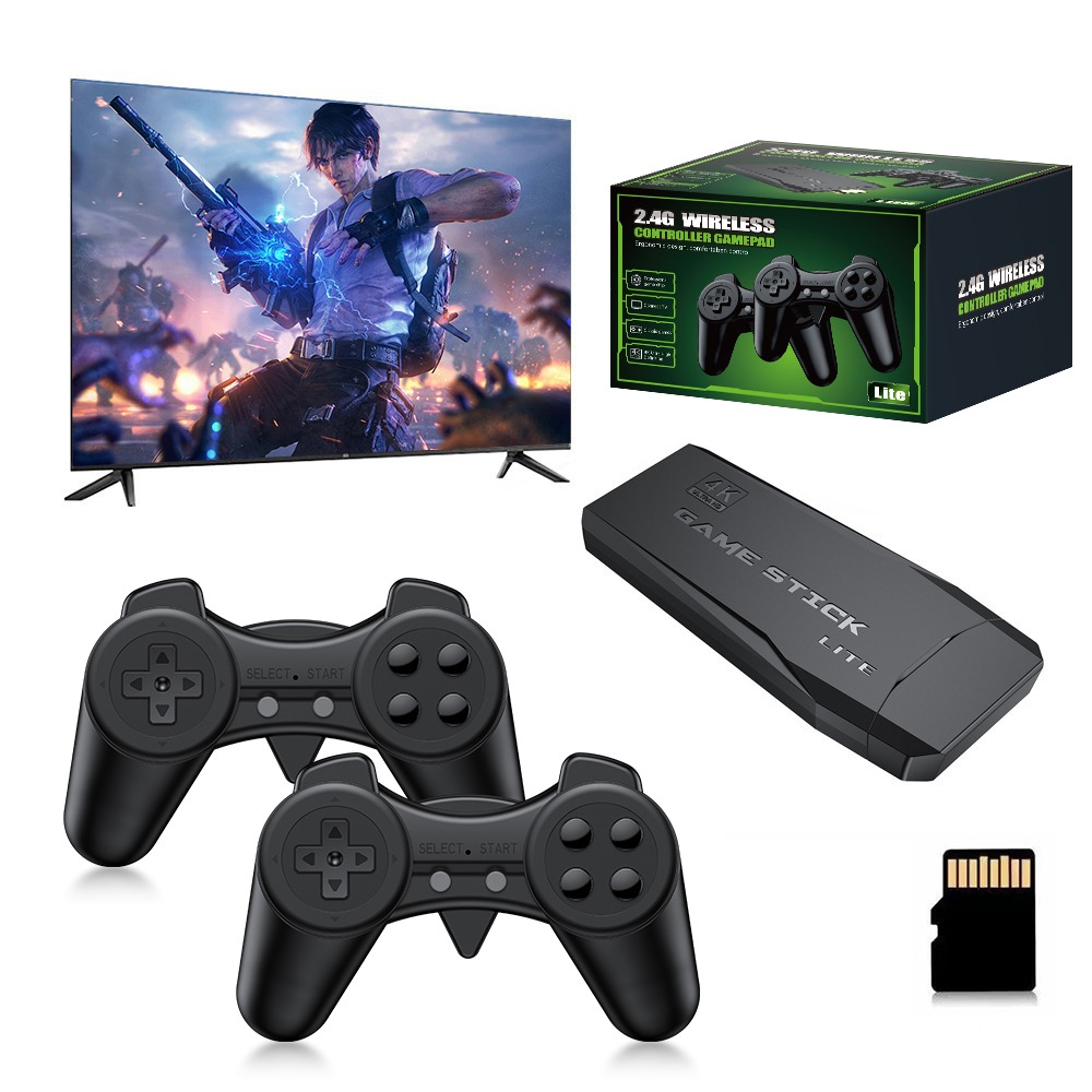 Retro Gaming Hub - ポータブル4Kレトロゲームスティックコンソール、ワイヤレスコントローラー2個、2人対戦、プラグアンドプレイ、テレビ、コンピューター、ラップトップ対応、HDMI出力