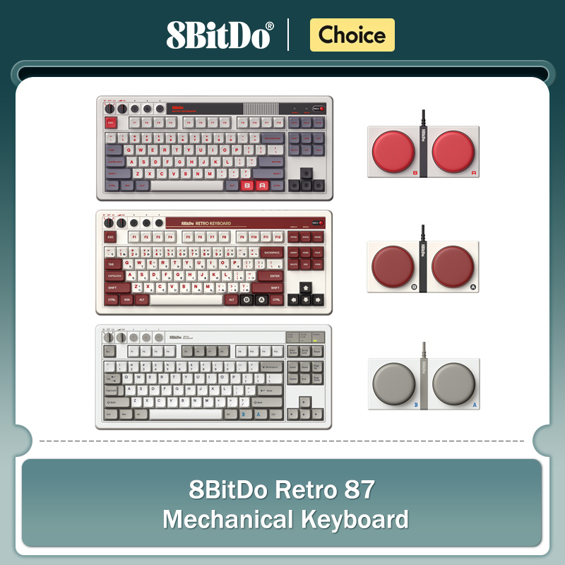 Retro Gaming For Windows - 8Bitdo レトロメカニカルキーボード、Bluetooth/2.4G/USB-C ホットスワップ可能ゲーミングキーボード、Windows および Android 用ゲームアクセサリー
