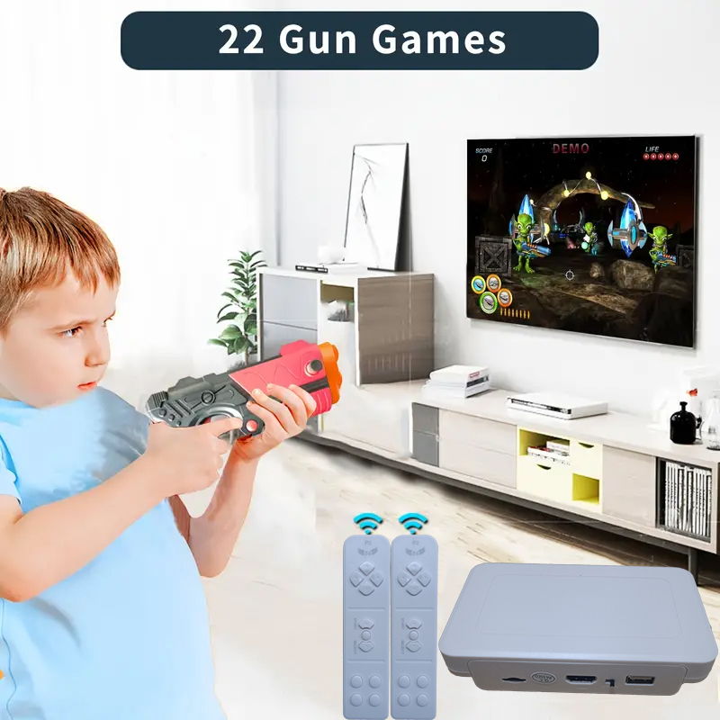 Retro Gaming Console Gun - 子供と大人のための銃のゲームを備えたレトロなビデオゲームコンソール,2つのハンドル,900以上のゲーム