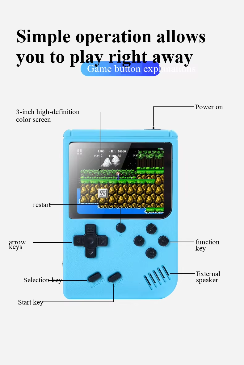 400種類のミニゲーム搭載、携帯型レトロゲーム機、8ビット、 - Retro Gaming Hub のレビューと価格